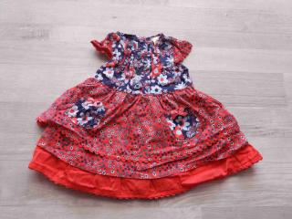 šaty červenomodré s květy MINIMODE vel 50 (šaty MINIMODE)