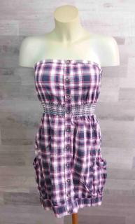 šaty kostkované fialovomodré ATMOSPHERE vel XS (šaty ATMOSPHERE)