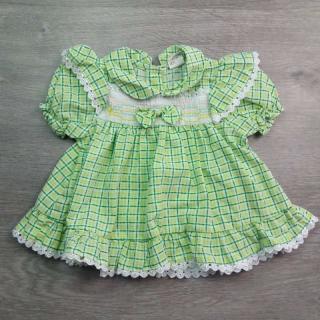 šaty kostkované zelené s mašlí a volánky vel 74/80
