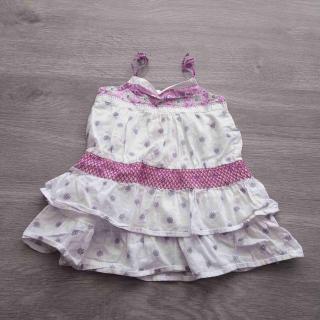 šaty plátěné bílofialové s květy GAP vel 74 (šaty GAP)