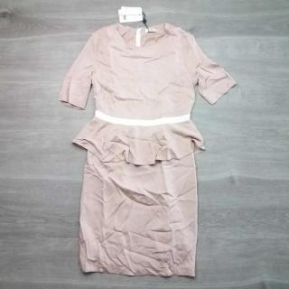 šaty pouzdrové růžovobéžové s volánkem vel S