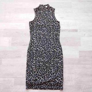 šaty šedočerné s leopardím vzorem vel XS