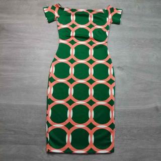 šaty zelenorůžové s kruhy  vel XS
