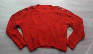 svetr pletený do pasu červený s knoflíky MARKSSPENCER vel S (svetr MARKSSPENCER)