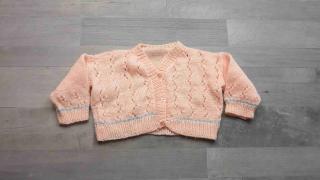 svetr pletený propínací růžový se vzorem vel 74