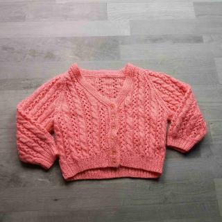 svetr pletený propínací růžový se vzorem vel 92
