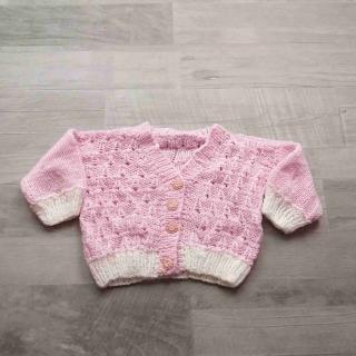 svetr pletený růžovobílý se vzorem vel 68