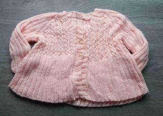 svetr pletený růžový se vzorem vel 74