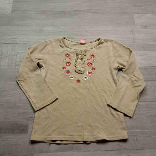tričko dl.rukáv béžové s květy a volánky DOPODOPO vel 104 (tričko DOPODOPO)