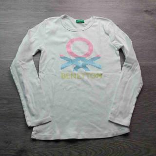 tričko dl.rukáv bílé s nápisem BENETTON vel 140 (tričko BENETTON)