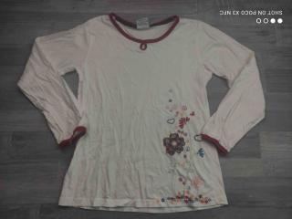 tričko dl.rukáv bíločervené  s kvítky TOPOLINO vel 152 (tričko TOPOLINO)