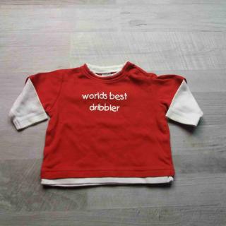tričko dl.rukáv červenobílé s nápisem NEXT vel 62 (tričko NEXT)