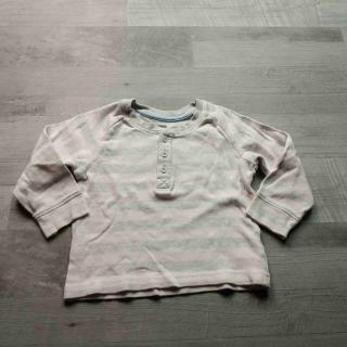 tričko dl.rukáv pruhované šedobílé  s knoflíky GEORGE vel 80 (tričko GEORGE)