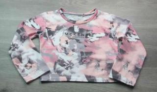 tričko dl.rukáv růžové do pasu se vzory a nápisem MCKENZIE vel 128 (tričko MCKENZIE)