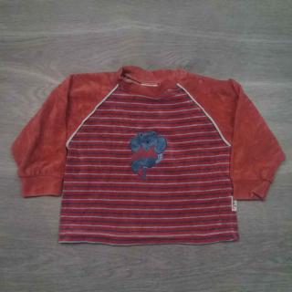 tričko dl.rukáv semišové červené s pruhy a medvědem vel 80