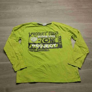 tričko dl.rukáv zelené s nápisy vel 158/164