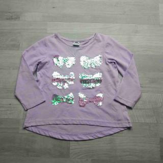 tričko dl.rukáv žíhané fialové s mašlemi vel 110