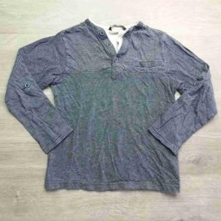 tričko dl.rukáv žíhsné tmavě modré s proužky a knoflíky GEORGE vel 122 (tričko GEORGE)