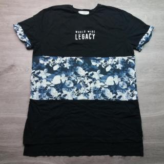 tričko kr.rukáv černé s květy a nápisem PRIMARK vel L (tričko PRIMARK)