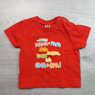 tričko kr.rukáv červené s nápisem  vel 80