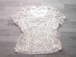 tričko kr.rukáv krajkované bíločerné s květy vel 4XL