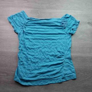 tričko kr.rukáv modré pruhované s 3D květinou vel L