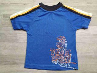 tričko kr.rukáv modré s náýpisem a pruhy vel 116