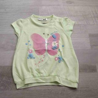 tričko kr.rukáv světle zelené s motýlem a 3D květy vel 68