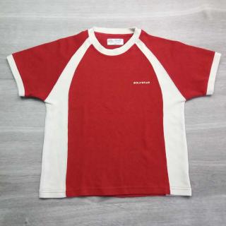 tričko kr.rukáv žebrované červenobéžové vel 140