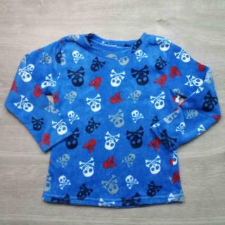 tričko od pyžama chlupatkové modré s lebkami vel 146