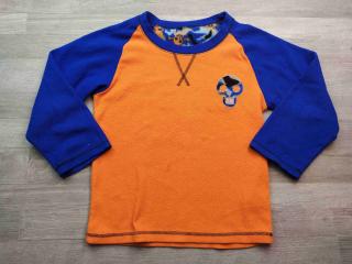 tričko od pyžama fleesová oranžovomodré s lebkou vel 128