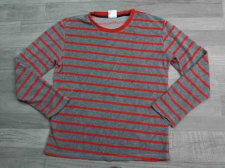 tričko od pyžama semišové pruhované šedočervené vel 152