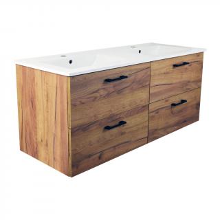 Koupelnová skříňka s keramickým umyvadlem Junami 120 Gold Oak (Junami 120GO UM)