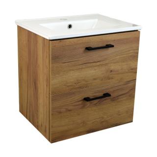 Koupelnová skříňka s keramickým umyvadlem Junami 60 Gold Oak (Junami 60GO UM)