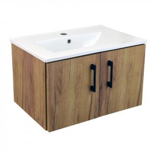 Koupelnová skříňka s keramickým umyvadlem Junami II GO 60 - zlatý dub (Junami II GO 60)