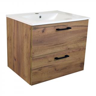 Koupelnová skříňka s keramickým umyvadlem Junami NEW 60 Gold Oak (Junami NEW 60 GO UM)