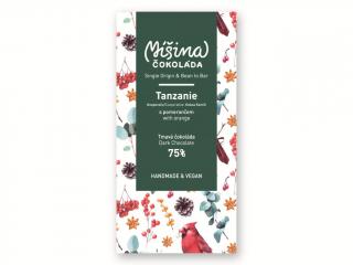 Míšina Čokoláda Tmavá čokoláda 75% Tanzánie s pomerančem 50 g