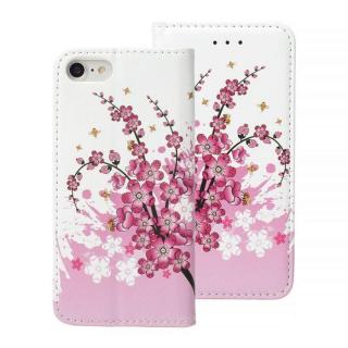 Flip pouzdro na iPhone 6/6s s přihrádkou na kartu - Růžové květiny