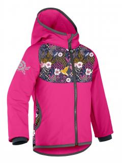 UNUO dětská softshellová bunda s fleecem, fuchsiová kolibřík Velikost oblečení: 128-134