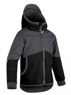 UNUO - dětská softshellová bunda s fleecem Street, černá/žíhaná antracitová Velikost oblečení: 110-116