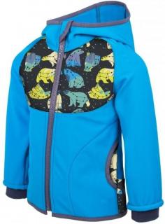 UNUO dětská softshellová bunda s fleecem, tyrkysová souhvězdí medvěda Velikost oblečení: 104-110