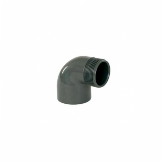 PVC koleno - úhel 90° - 50mm s vnějším závitem 1 a 1/2  (6/4 )