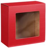 Dárková krabice Červená s oknem z otevřené vlny