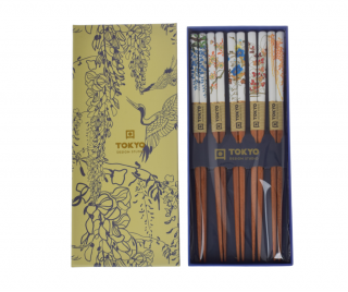 Tokyo Design - Hůlky Giftbox Flower Brown&White - 5 párů