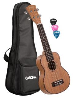 CASCHA HH 2026 sopránové mahagonové ukulele + zdarma trsátka, obal