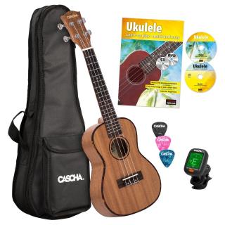 Cascha HH 2036 Premium Mahogany Concert Ukulele Set - ukulele koncertní+ obal,trsátka,ladička, publikace