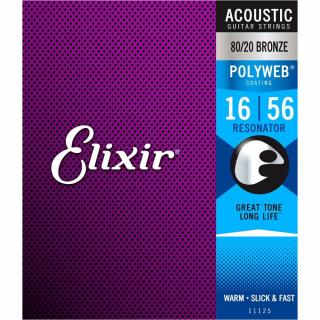 Elixir 11125 Acoustic POLYWEB 80/20 Bronze RESONATOR 016 - 056