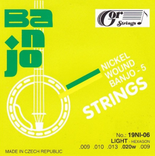 GORSTRINGS 19NI-06 struny banjo LIGHT (.009 - .020) + zdarma náhradní struna D