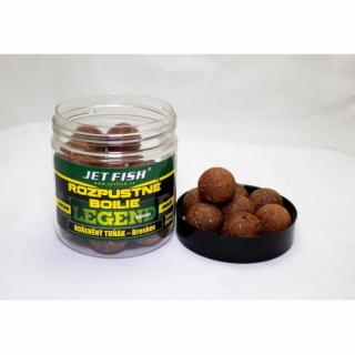 JET FISH - LEGEND Range rozpustné boilie 250ml - 24mm - Kořeněný Tuňák - Broskev