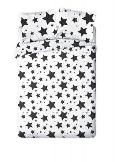 FARO Francouzské povlečení Hvězdy černobílé  Bavlna, 220/200, 2x70/80 cm